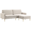 HOMCOM Canapea extensibilă 3 locuri din material textil, cu suport pentru picioare și spătar reglabil în 5 poziții, 213x91x83cm, crem