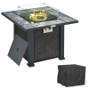 Outsunny 13 KW Rattan Gas Fire Pit Table, Propane Fire Pit for Garden, Grey