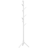 HOMCOM Cabide de Pé de Madeira com 8 Ganchos para Pendurar Roupa e Bolsas para Corredor Entrada 40x40x165 cm Branco
