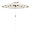 Outsunny Parasol de jardin extérieur rond Ø 2,7 x 2,5 m avec ouverture fermeture manivelle, mât en bois, toile 180 g/m², beige