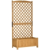 Outsunny Jardinera con Celosía de Madera para Enredaderas Cultivo de Plantas para Patio Terraza 90x45x180 Madera Natural