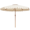 Outsunny Parasol inclinable rond Ø 264 cm avec volants tissu polyester haute densité anti-UV mât démontable 8 baleines - crème