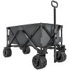 Outsunny handkar opvouwbare handkar 360° tuinwagen transportwagen met telescopisch handvat in hoogte verstelbare handgreep strandwagen metaal Oxford donkergrijs 108 x 53 x 59-89 cm