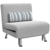 HOMCOM Single Sofa Bed, 1 Person Sleeper Foldable Lounge with Pillow, Light Grey