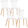 HOMCOM Lot de 4 chaises style scandinave dossier haut assise en polypropylène pieds en hêtre 48 x 52,5 x 83 cm blanc