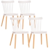 HOMCOM Juego de 4 Sillas de Comedor Estilo Nórdico con Respaldo de Polipropileno y Patas de Madera 48x52,5x83 cm Blanco