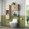 Kleankin Étagère De Toilettes Meuble Salle De Bain - Dessus WC 64x19x178 Cm Chêne Et Noir
