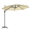 Outsunny Sombrilla de Jardín de Aluminio Ø300x250 cm con Manivela Toldo Inclinable Giratorio 360° con Pedal y Base Cruzada Crema