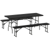 Outsunny Set da Pic Nic Pieghevole a 3 Pezzi con Tavolo e 2 Panche in HDPE e Metallo, Nero
