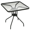 Outsunny Square Garden Dining Table with Tempered Glass Top & Umbrella Hole, 76 x 76 cm