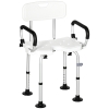 HOMCOM Silla para Ducha Taburete de Ducha Antideslizante con Altura Ajustable y Apoyabrazos Regulable Carga 136 kg