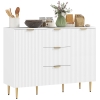HOMCOM Buffet mobile da cucina con 3 cassetti, ripiani regolabili, armadi a pannelli a coste, 120 x 40 x 90 cm, bianco