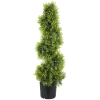 HOMCOM Zypresse Artificielle 90cm Plante Artificielle en Forme de Spiral, Plante en Plastique Artificielle dans Pot, Décoration Moderne