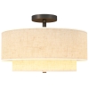 HOMCOM Lampe de Plafond, Suspension avec doubles Abat-Jour en Lin, Crème