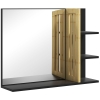 HOMCOM Miroir mural de salle de bain avec étagères de rangement - 3 étagères latérales + 1 étagère inférieure - bois de bambou
