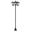 Outsunny 1.8m Traditional Victorian Style 3 Way Head Outdoor Garden Solar Post Lamp Sensor Dimmable LED Lantern Bollard Pathway IP44 – Black