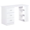 HOMCOM Bureau avec rangement, table informatique 120 x 50 cm, bureau d'ordinateur avec étagères et tiroirs, pour petits espaces, chambre à coucher, blanc