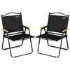 Outsunny Set 2 Scaune de Exterior Pliabile cu Brațe din Material Textil Oxford și Oțel, Negru