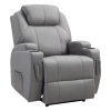 HOMCOM Fauteuil de Massage Inclinable, Chaise de Relaxation avec dossier et repose-pied électrique réglables revêtement synthétique pour Salon, Chambre, Cinéma Maison Gris