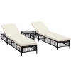 Outsunny Conjunto de 2 Espreguiçadeiras de Vime Sintético com Mesa de Centro Encosto Reclinável em 5 Posições 196x54x32cm Preto