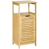 kleankin Mueble Auxiliar de Baño de Bambú Armario para Baño con 2 Estantes y 1 Cajón de Tela Extraíble Mueble de Almacenaje para Salón Cocina 40x30x86,5 cm Natural