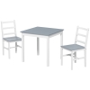 HOMCOM Ensemble de salle à manger pour 2 personnes, 2 chaises, 1 table, Pin, Blanc + Gris