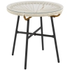 Outsunny Table basse ronde de jardin en résine aspect rotin métal et plateau verre trempé Ø 50 x 50 cm crème
