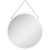 HOMCOM Espelho Decorativo de Parede 30x30cm Espelho Redondo de Metal com Corda de Canhâmo Estilo Moderno Branco