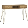 HOMCOM Tavolo Consolle in Truciolato e Acciaio per Ingresso e Soggiorno con Ripiano Aperto e 2 Cassetti, 120x29x79 cm