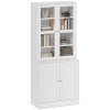 HOMCOM Vitrina Armario de Libros con 4 Puertas y Estantes Ajustables Estilo Moderno Armario de Cocina para Salón Cocina Oficina Dormitorio 76x40x178,5 cm Blanco