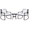 Outsunny Set 2 Sedie a Dondolo da Giardino con Tavolino con Cuscini Esterno Rattan Marrone