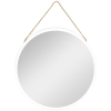 HOMCOM Espejo Decorativo de Pared 30x30 cm Espejo Redondo de Metal con Cuerda para Salón Entrada Estilo Moderno Blanco