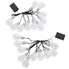 Outsunny Guirlandes lumineuses solaires extérieures - lot de 2 pièces - total 20 ampoules LED blanc chaud - longueur totale 7,6 m - norme IP44