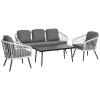 Outsunny Conjunto de Muebles de Ratán y Aluminio Juego de Muebles de Jardín 4 Piezas Mesa de Café Sofá de 3 Plazas y 2 Sillones con Cojines para Terraza Exterior Gris