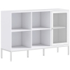 HOMCOM Buffet meuble de rangement 4 compartiments ouverts et 1 placard étagère réglable 120 x 37 x 81,5 cm blanc