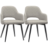 HOMCOM Conjunto de 2 Cadeiras de Sala de Jantar Estofada em Tecido com Encosto Alto e Pés de Aço 55x55x81cm Bege
