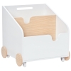 HOMCOM Caja de Almacenamiento de Madera para Juguetes 2 Secciones con Ruedas Asa Librería Infantil con Ruedas para Habitación de Niños 40x43x43 cm Blanco y Natural