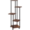 Outsunny Soporte para Plantas de Madera y Acero de 3 Niveles con 5 Estantes Cuadradas y 4 Ruedas 59x59x110 cm Carbonizado