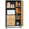 HOMCOM Tall Kitchen Cupboard, Freestanding Kitchen Pantry Cabinet with Adjustable Shelves, Drawers and Soft Close Door, 160cm