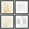 HOMCOM Set de 4 Cuadros en Lienzo de Pintura Abstracta Decoración Elegante para Dormitorio Salón 33x33 cm Multicolor