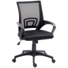 HOMCOM Silla de Escritorio de Malla Giratoria con Altura Ajustable Función de Basculante y Reposabrazos Carga 120 kg Negro