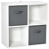 HOMCOM Estantería para Libros de 4 Cubos Librería Modular con 2 Cajones Extraíbles de Tela no Tejida para Oficina Estudio Dormitorio 61,5x30x61,5 cm Blanco y Gris
