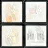 HOMCOM Set de 4 Cuadros en Lienzo de Pintura Abstracta Decoración Elegante para Dormitorio Salón 33x33 cm Multicolor