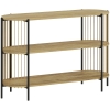 HOMCOM Mesa de Consola con Cuerda de Papel Trenzada a Mano Marco de Acero Estilo Bohemio 124x43,5x80 cm Natural