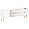 HOMCOM Mueble de TV para Televisiones de 50" Mesa de Salón con Puerta 2 Estantes Abiertos y 2 Cajones 120x28x44 cm Blanco