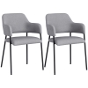 HOMCOM Set da 2 Sedie Imbottite Moderne in Tessuto con Braccioli e Gambe in Acciaio, 54x54x84cm, Grigio