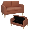 HOMCOM Tweezitsbankje met Opbergruimte en Stevige Houten Poten, voor Woonkamer, Slaapkamer, 117 x 63 x 79 cm, Roze
