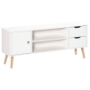 HOMCOM Mueble de TV para Televisiones de 50" Mesa de Salón con Puerta 2 Estantes Abiertos y 2 Cajones 120x28x44 cm Blanco