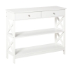 HOMCOM Console Table Side Desk w/ Shelves Drawers Open Top X Support Frame Living Room Hallway Home Office Furniture White