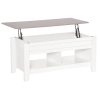 HOMCOM Mesa de Centro Elevable Mesa de Café con Encimera Elevable 2 Compartimentos Abiertos y Espacio Oculto de Almacenaje 105x50x49 cm Blanco y Efecto Mármol